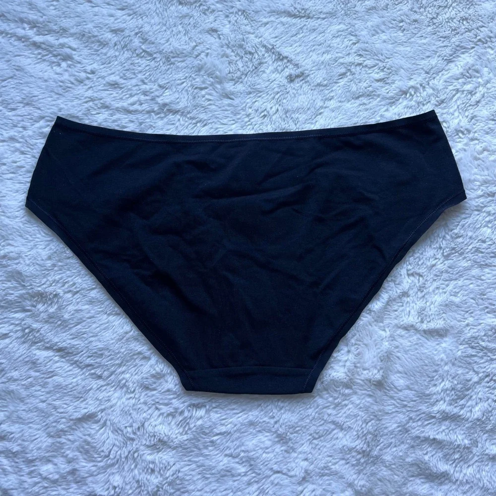 Quince Organic Cotton Bikini Underwear Black Mid Rise Panty EMI001 Womens Size M